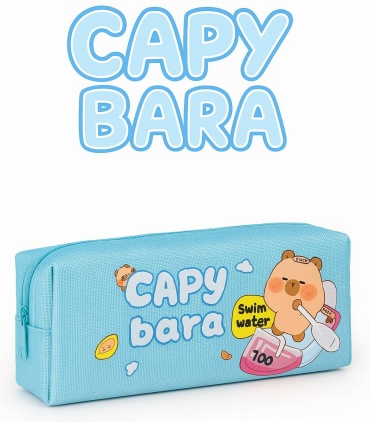 Пенал Capy bara, застежка молния, голубой