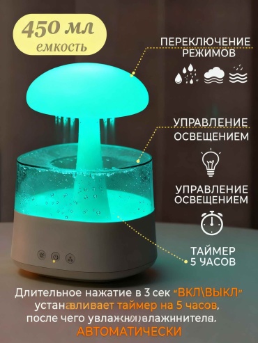 Увлажнитель воздуха Aroma Diffuser Rain Cloud Humidifier 7 colors night light белый
